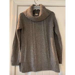 New!‎ J.Crew women’s gray cable knit tunic sweater with cowl neck size XS